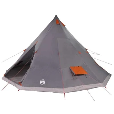 Afbeelding van vidaXL Familie Tent Tipi Grijs en Oranje 12 Persoons Waterdicht