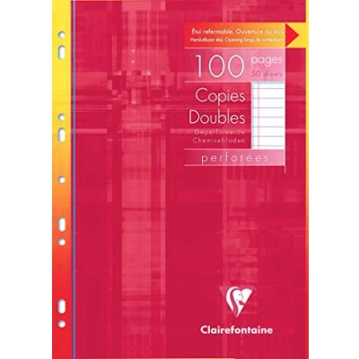 Afbeelding van Clairefontaine 4725C een pakket in hoes, 100 pagina&#039;s, dubbel geperforeerd, 21 x 29,7 cm, 90 g, gelinieerd met rand