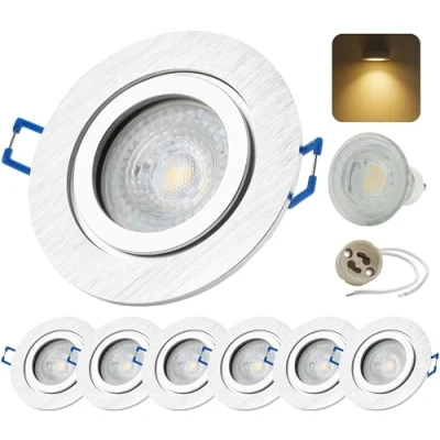 Afbeelding van Sweet LED, aluminium frame IP44, badkamer, incl. GU10 7W warmwit, inbouwspot, aluminium, kliksluiting, inbouwframe inbouwspot voor badkamer (6 x zilver 7 W)