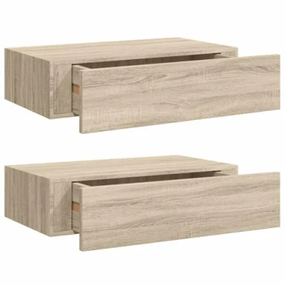 Image de vidaXL Étagères à tiroirs murales 2 pcs chêne 40x23,5x10 cm MDF330248