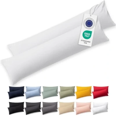 Afbeelding van Blumtal Set Van 2 Kussenslopen Superzachte Premium Jersey Kussenhoes 100% Katoen 40 x 145 cm Wit