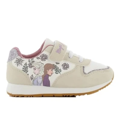 Afbeelding van Disney Frozen kinderschoenen meisjes Anna en Elsa sportschoenen met klittenbandsluiting pailletten voor meisjes, Beige