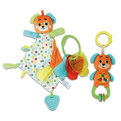 Image de Coffret de naissance Ourson Doudou + Hochet Clés en plastique souple à mordiller