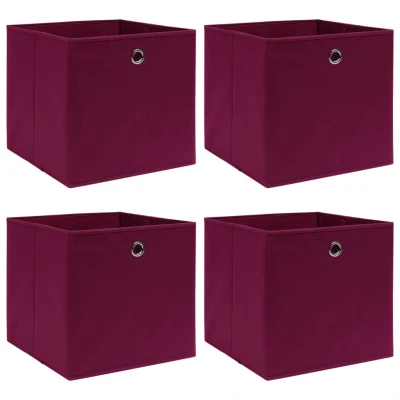 Afbeelding van Opbergboxen 4 st 32x32x32 cm stof donkerrood