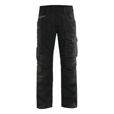 Image de Pantalon services stretch noir/gris foncé, boutons cachés