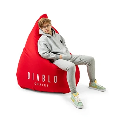 Afbeelding van Diablo zitzak voor gaming, XXL, met vulling, volwassenen en kinderen, woonkamer, EPS parels, polyester, 110 cm x 100 (rood)