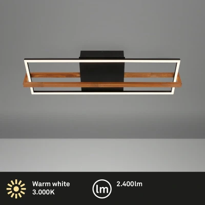 Afbeelding van BRILONER Plafondlamp 3777015 Warm wit 3000K Houttoepassing 21W 2400 lm 74 x 21 11 cm Zwart hout