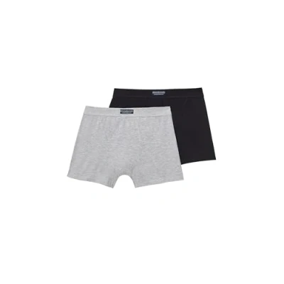 Afbeelding van Abanderado Ocean boxershorts voor heren, katoen, elastisch, gesloten, 2 stuks, grijs (gevigoreerd) / zwart