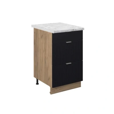 Afbeelding van Vicco Keukenonderkast Fame Line, Zwart gestreept/Krachtige Eik goud, 50 cm , WB