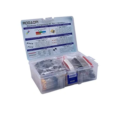 Afbeelding van MOGAOPI Set met elektronische componenten in totaal 1390 onderdelen, led diodes, metaalfilmweerstanden, elektrolytische condensatoren, gewone keramische transistors