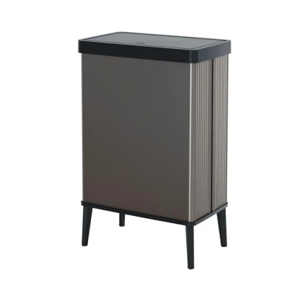 Image de CURVER Verto Poubelle haute capacité de 54 L, couvercle poussoir, design élégant, assemblage facile, recyclable, gris perle