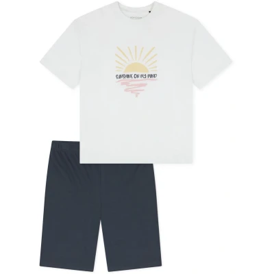 Afbeelding van Schiesser SET Motiv Pyjama voor kinderen, Maat: 140, Weiß dunkelblau
