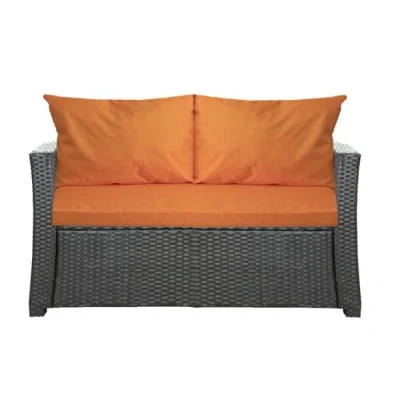 Afbeelding van Setgarden® Buitenkussen voor tuinbank, polyrotan kussen Hollywood schommelbank, oranje, 110 x 60 50 cm