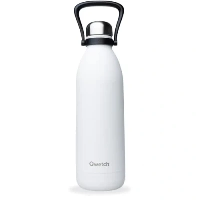 Afbeelding van Qwetch Grote thermosfles Wit 1,5 liter 48 uur koud en 16 warm Waterdicht BPA vrij Roestvrijstalen drinkfles met draaggreep