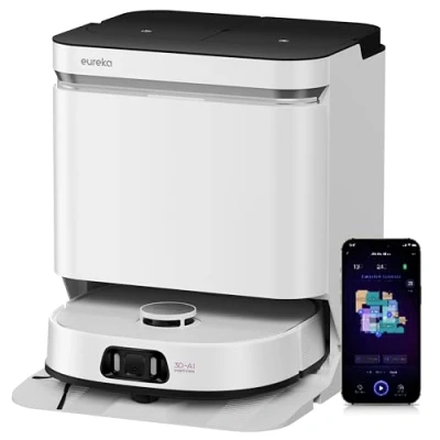 Afbeelding van EUREKA J15 Ultra white robotstofzuiger dweilrobot zelfreinigend basisstation