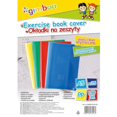Afbeelding van Gimboo Set van 25 notitieboekomslagen DIN A5 Kleur: kleurenmix Transparante polypropyleenfolie Voor schoolschriften 150 μm