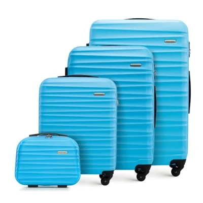 Image de WITTCHEN Valise de voyage Bagage à main cabine rigide ABS 4 roulettes pivotantes Serrure combinaison Poignée télescopique GROOVE Line Set Valises Bleu Brussels Airlines/Ryanair/TUI fly Belgium