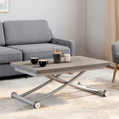 Afbeelding van URBANA salontafel met blad in betoneffect, inklapbaar tot eettafel