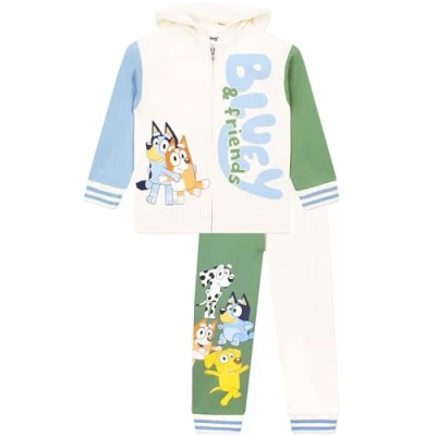 Afbeelding van Bluey Set voor jongens, hoodie en joggen kinderen, kindertrui, jongenssets, jongenskleding, crème, 18 maanden 8 jaar, Gebroken wit