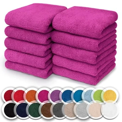 Afbeelding van NatureMark 10 stuks washandjes 100% katoen badstof afmetingen: 30 x cm handdoeken in kleur: roze