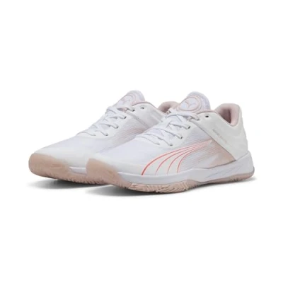Afbeelding van Puma Accelerate Turbo Handbalschoenen, Dames, Maat: 38.5, White/glowing red/rose quartz/alpine snow Textiel