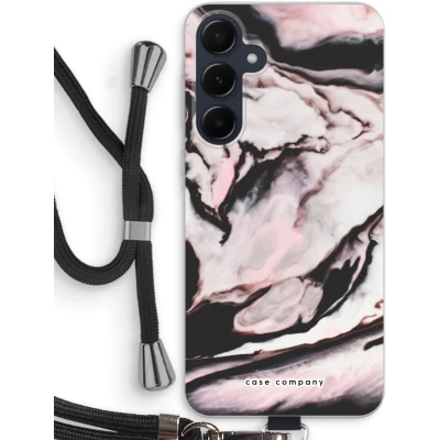 Afbeelding van Case Company® hoesje met Koord geschikt voor Samsung Galaxy A55 Roze stroom Telefoonhoesje Zwart Bescherming aan alle Kanten en Over de Schermrand