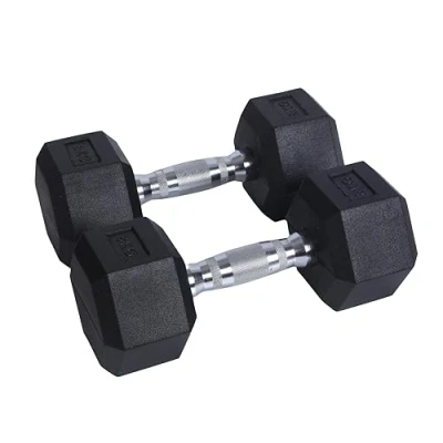 Afbeelding van Endless Paar van 8 Kg (2 * 17.6 LB) Hexagon rubber bekleed Dumbbell Zwart Materiaal: IJzer en Perfect voor bodybuilding, fitness, gewichtheffen training thuis of op de sportschool