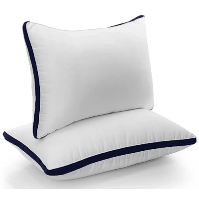 Afbeelding van Beddengoedkussen (set van 2), 50 x 70 cm slaapkussen, bedkussen geborstelde stof, zacht en ademend kussen premium kwaliteit (marineblauw)