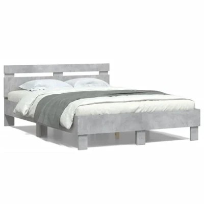 Afbeelding van vidaXL Bedframe met hoofdeinde en LED betongrijs 120x200 cm