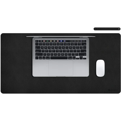 Afbeelding van iMoshion Bureau Onderlegger 80 x 40 cm Hoogwaardig kunstleer Accessoires Organizer Antislip Muismat XXL Inclusief draagriem Zwart