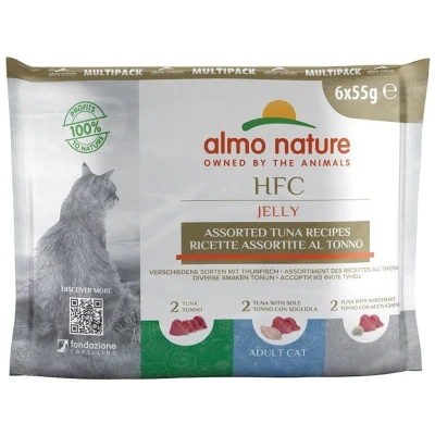 Afbeelding van 12x55g Maaltijdzakjes 3 smaken Tonijn in Gelei Almo Nature Classic Kattenvoer