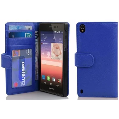 Afbeelding van Cadorabo Hoesje geschikt voor Huawei ASCEND P7 in NEPTUNUS BLAUW Beschermhoes met magnetische sluiting en 3 kaartsleuven Book Case Cover Etui