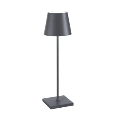 Afbeelding van Zafferano Poldina Pro Tafellamp Oplaadbare Buitenlamp Antraciet IP65 Spatwaterdicht Bureaulamp Snoerloos Dimbare LED Lamp Tuinlamp met Draadloos Oplaadstation 38 cm x Ø 11cm