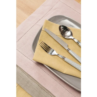 Afbeelding van Linen &amp; More Placemats &#039;Indi&#039; (35cm x 50cm, Set van 4, Pampas Yellow)
