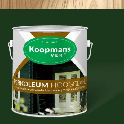 Afbeelding van Koopmans Perkoleum Sparregroen Hoogglans Dekkend 2.5L kleur Beits