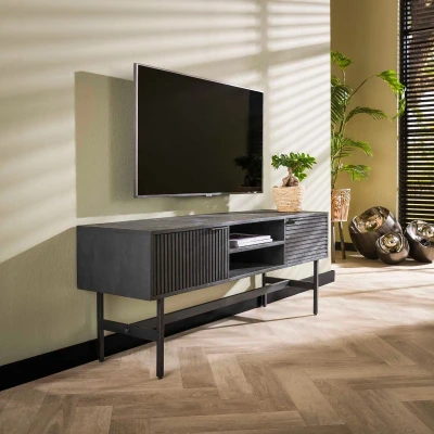 Afbeelding van Mariah tv meubel 140 cm mangohout zwart