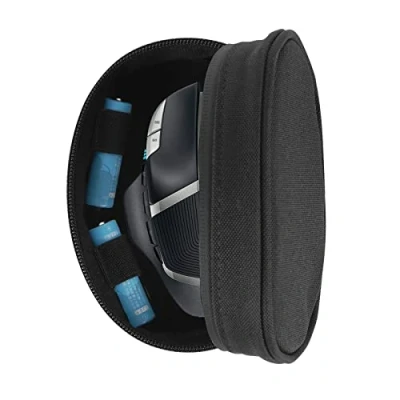 Afbeelding van Geekria Draagbare zachte reishoes compatibel met Logitech G402, G502, G602, Razer DeathAdder Chroma, Naga, Mamba en vele gaming draadloze muis, reisbeschermhoes (zwart)