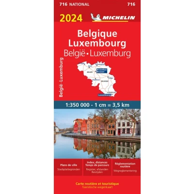 Afbeelding van Michelin 716 België Luxemburg 2024 Wegenkaart Kleurloos Reisboeken &amp; Kaarten