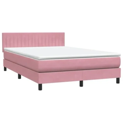 Afbeelding van vidaXL Boxspring met matras fluweel roze 140x210 cm