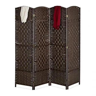 Afbeelding van Relaxdays kamerscherm 4 panelen roomdivider kamerverdeler klapbaar scheidingswand bruin