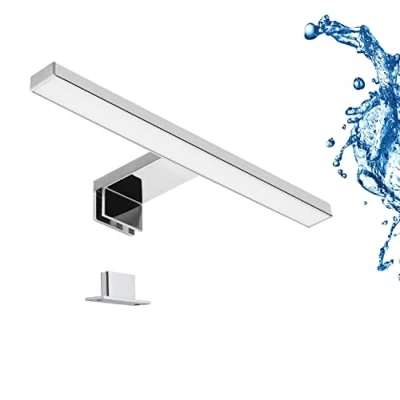 Afbeelding van Led spiegellamp, badkamerlamp, make up licht, badkamer, opbouwlamp, kastverlichting, klemlamp, neutraal wit, 230 V, 550 lm, IP44, 30 cm, 5 W