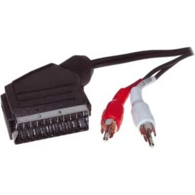 Afbeelding van Tulp stereo 2x RCA (m) naar Scart audio kabel / zwart 2 meter