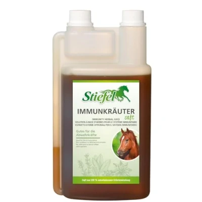 Afbeelding van Stiefel Immuunsap, set van 2 x 1 liter, voedingssupplement voor paarden, geselecteerde kruidenmix, kan bijdragen aan de ondersteuning het immuunsysteem paard