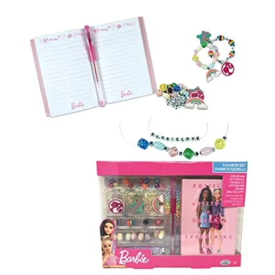 Afbeelding van Barbie dagboek sieradenset bedels armbanden glitterpen