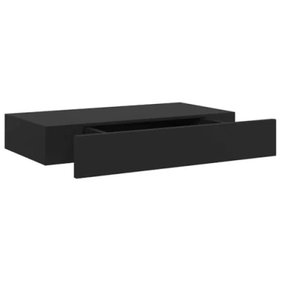 Image de vidaXL Étagère murale flottante avec tiroir Noir 48x25x8 cm288205