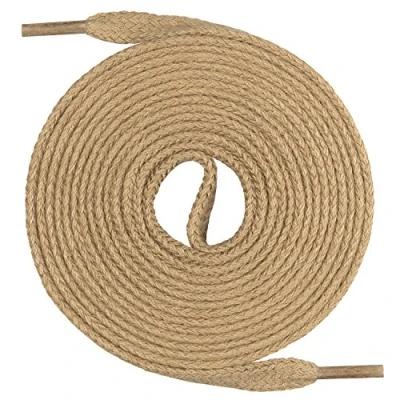 Afbeelding van Mount Swiss© Premium 1 paar platte veters 100% katoen scheurvast 7 mm breedte 45 200 cm lengte, Beige