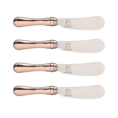 Afbeelding van MasterClass Artesa Set van 4 botermessen roestvrij staal, mouwen met roségouden effect, 0,3 x 1,7 12 cm roségoud en grijs