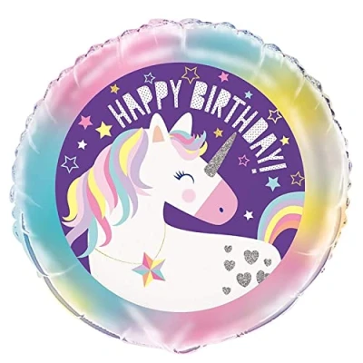 Afbeelding van UNIQUE Aluminium eenhoorn happy birthday ballon