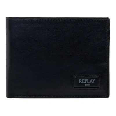 Afbeelding van REPLAY Leren Portemonnee Wallet Black Zwart