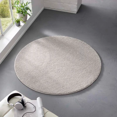 Afbeelding van Rond Effen Vloerkleed Qualis Grijs 160 Cm